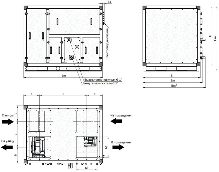 Приточно-вытяжная установка с роторным рекуператором RWN-RR-1600(30m)-ЕС-W-Compact(N)
