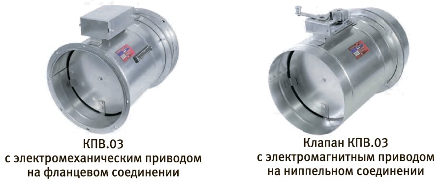 Клапан противопожарный КПВ.01(02) круглого сечения